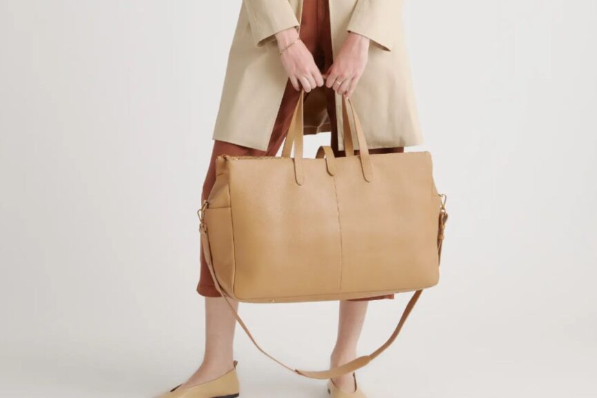 Quince Italian Leather Triple Compartment Weekender