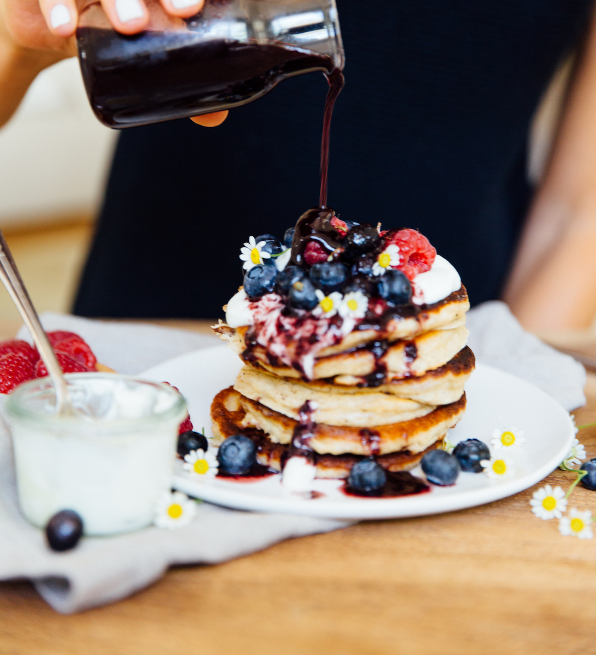 the best healthy protein pancakes with blueberries and chia seeds