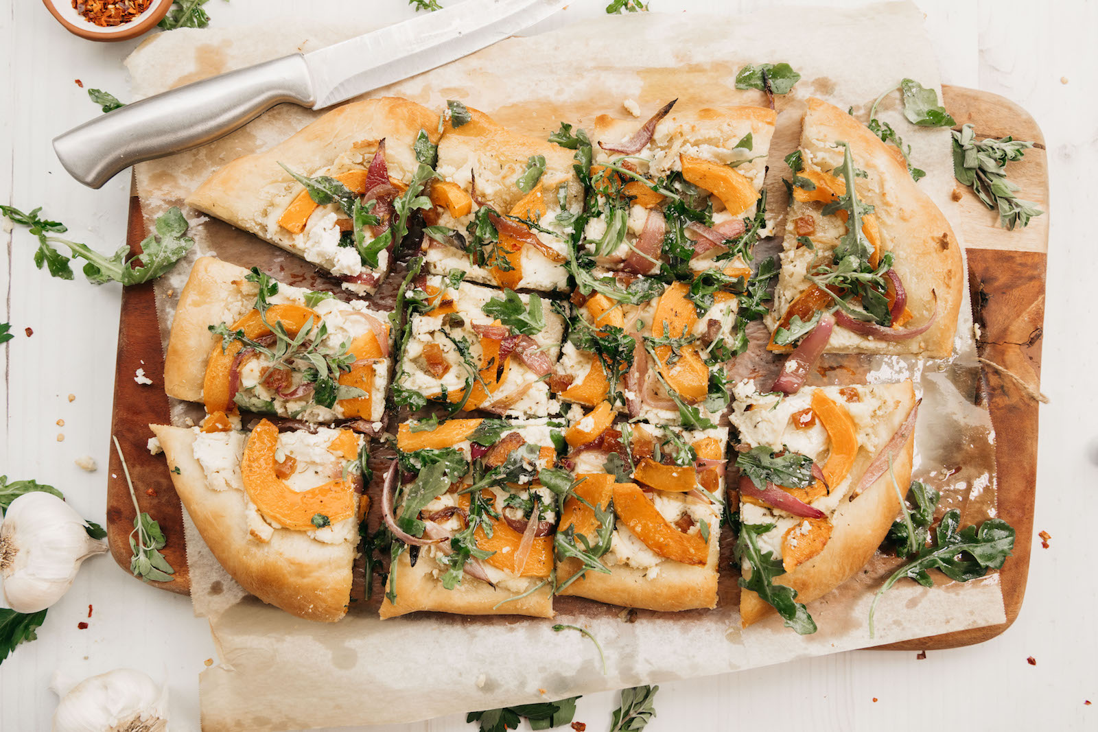 Butternut-Squash-Flatbread-With-Arugula-Almond Ricotta