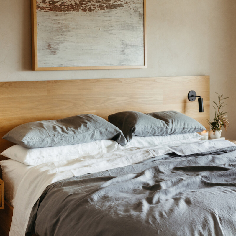 Calming, minimalist bedroom.